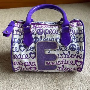 Justice Purple Sparkle “E” Purse